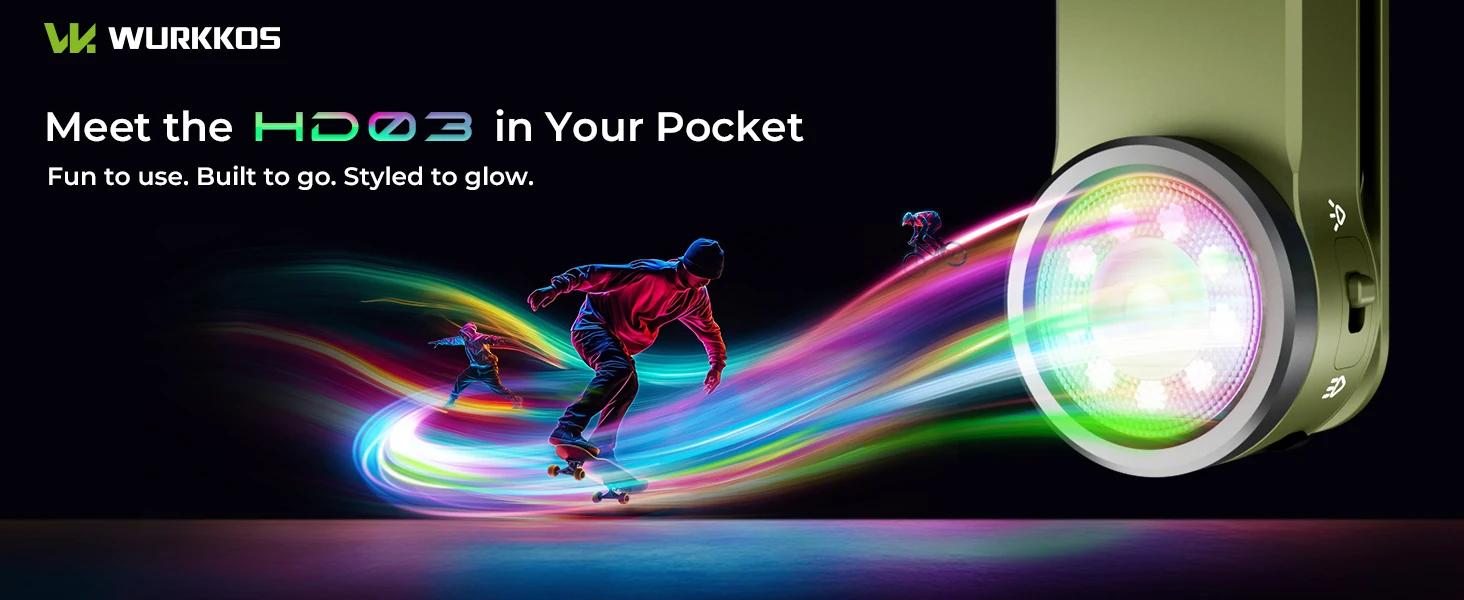 Wurkkos HD03 Clip-On Flashlight 680LM USB-C Rechargeable Pocket Flashlight Mini Spotlight/Work Light Portable EDC RGB Flashlight Magnetic Compact Flat Flashlight Ideal for Camping Repairs, and Cycling Shipped from Australia