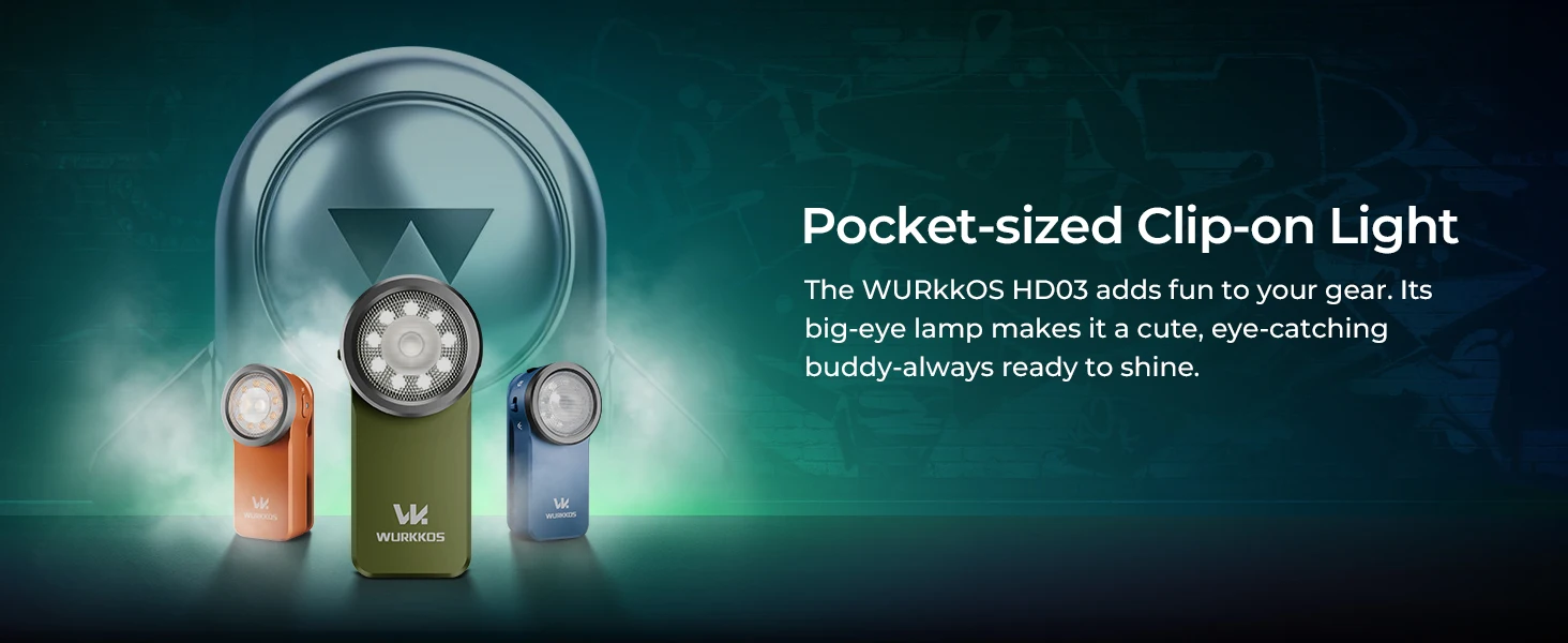 Wurkkos HD03 Clip-On Flashlight 680LM USB-C Rechargeable Pocket Flashlight Mini Spotlight/Work Light Portable EDC RGB Flashlight Magnetic Compact Flat Flashlight Ideal for Camping Repairs, and Cycling Shipped from Australia