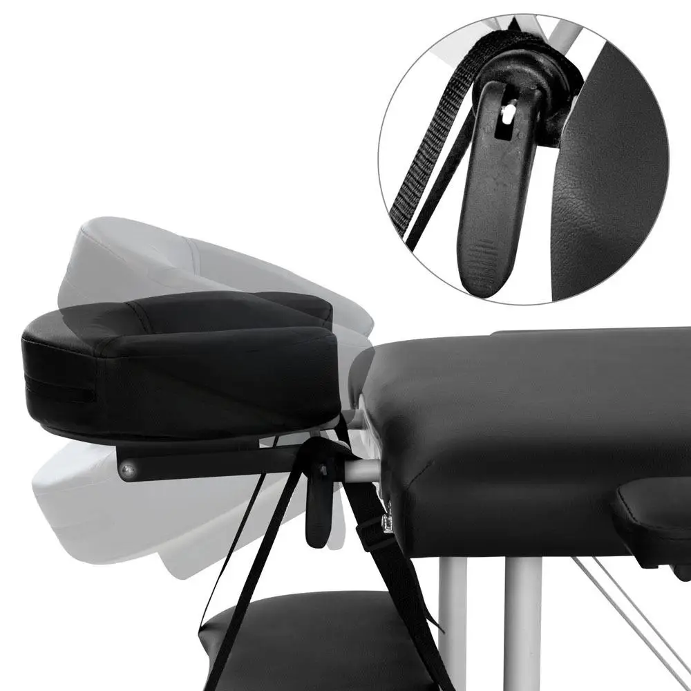 75cm Portable 3 Fold Aluminium Massage Table Beauty Bed Black Lightweight Foldable Spa Treatment Chair