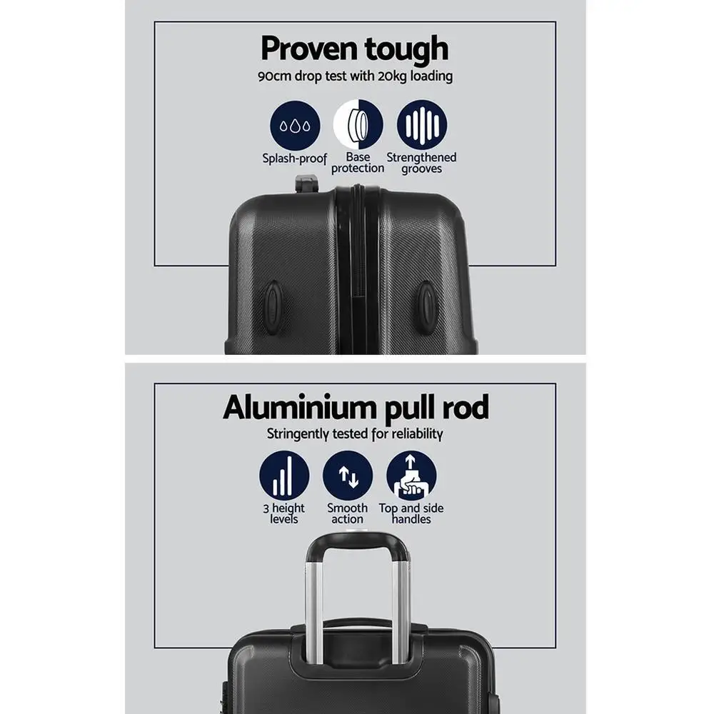 3 Piece 20 24 28 Inch Hard Shell Spinner Luggage Set TSA Lock Carry On Travel Suitcase Black