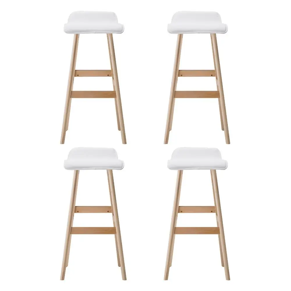 4 Pack White Wooden Bar Stools Counter Height for Kitchen Island Dining Room Home