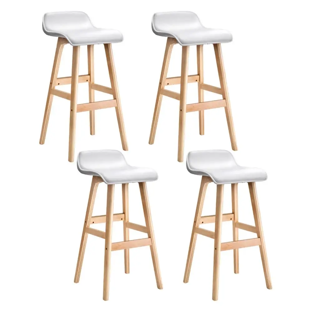 4 Pack White Wooden Bar Stools Counter Height for Kitchen Island Dining Room Home
