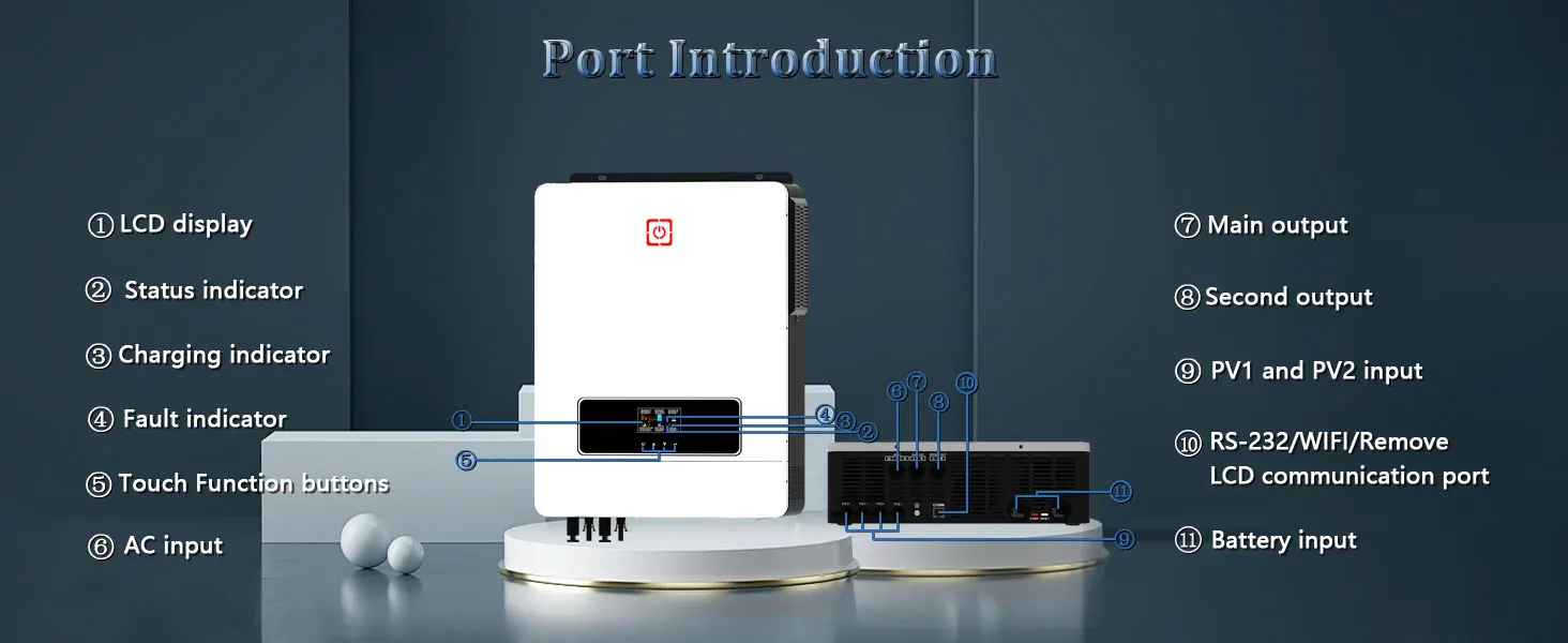 Y&H 10.2KW Hybrid Solar Inverter 48V 230V Pure Sine Wave Off Grid On Grid Inverter MPPT 160A Solar Charger for Lithium Battery Home Energy Storage System with BMS WiFi(Optional), Local Warehouse Fast Delivery
