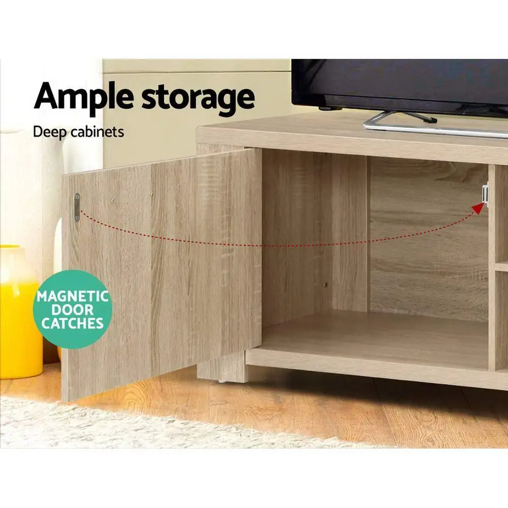 160cm Pine TV Cabinet Entertainment Unit Modern Wooden Storage Media Console for Living Room