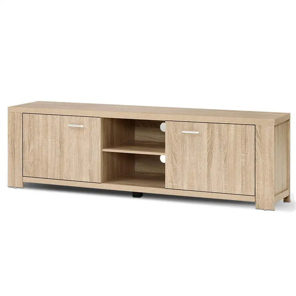 160cm Pine TV Cabinet Entertainment Unit Modern Wooden Storage Media Console for Living Room