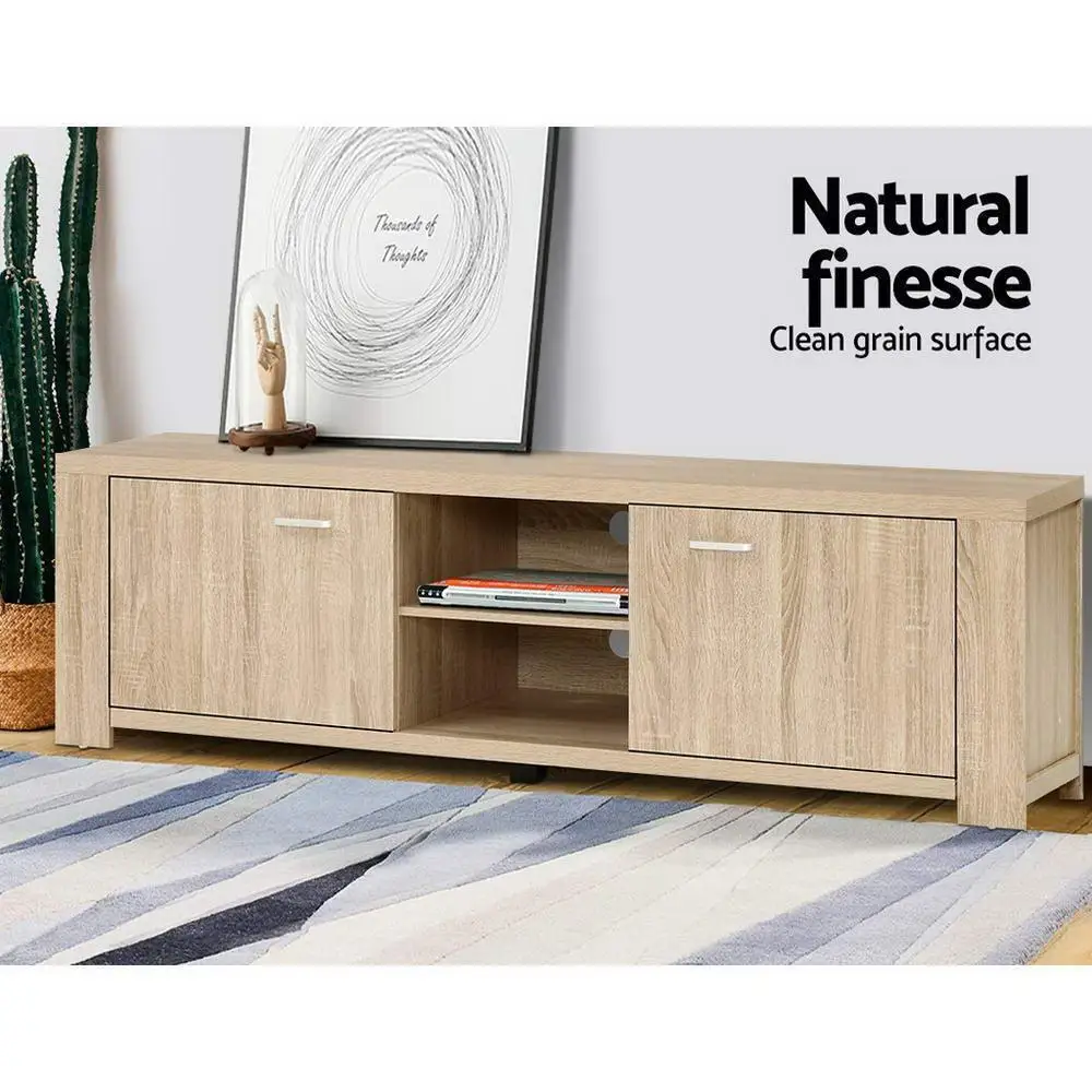160cm Pine TV Cabinet Entertainment Unit Modern Wooden Storage Media Console for Living Room