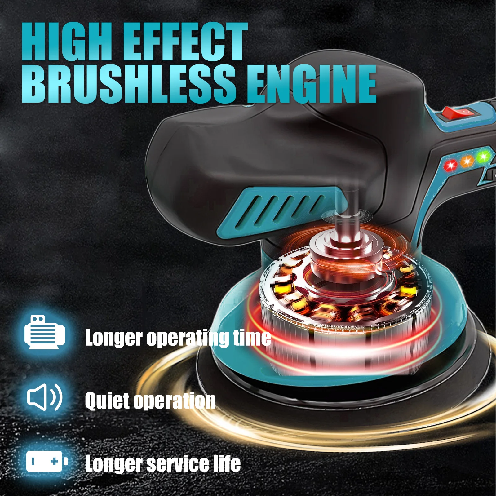 Cordless Car Polisher Compatible with Makita 18V Battery, Buffer Orbital Polishing Machine 6‑Speed Adjustable Electric Polisher with 2Pcs 3000mAh Batteries Polishing Pads Sanding Discs Gloves for Car Detailing Waxing Renovation