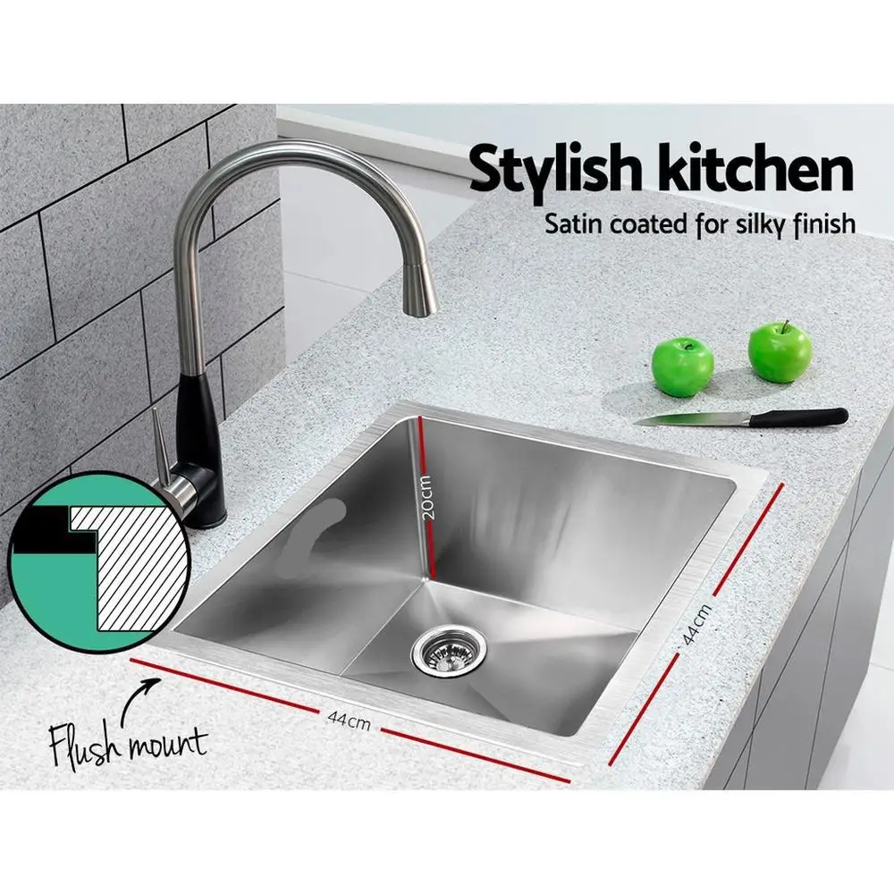 44x44CM Stainless Steel Kitchen Sink Single Bowl Silver Basin