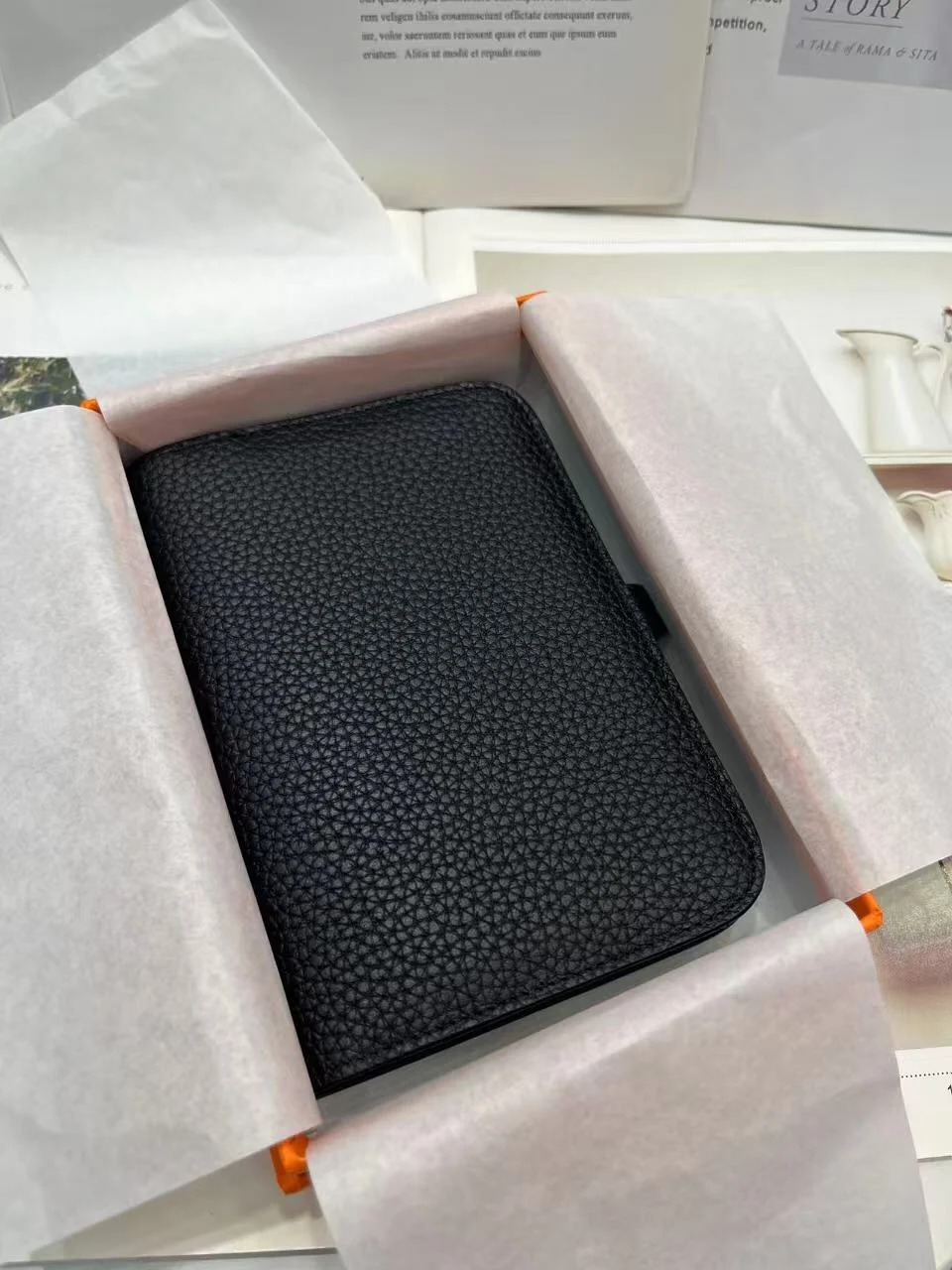 Premium Full Grain Leather Wallet Women Black Pebbled Compact Card Holder Coin Purse French Style Real Leather Snap Closure