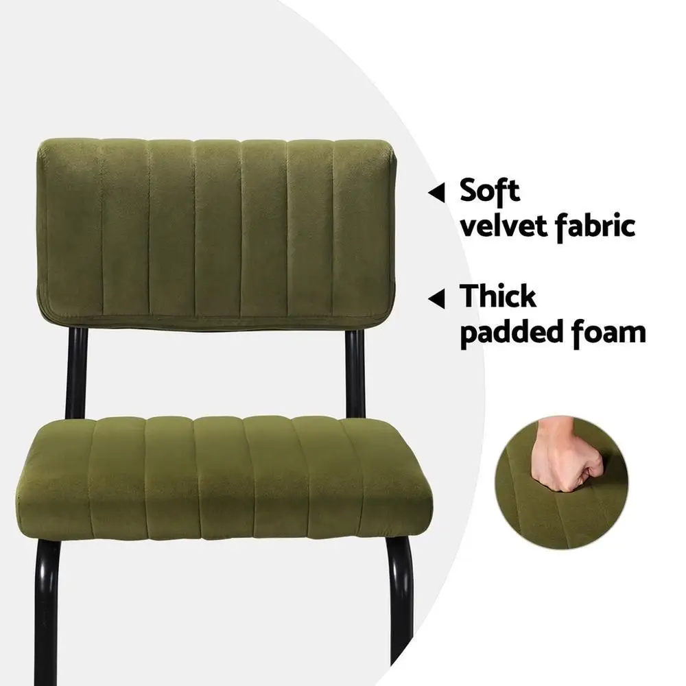 2 Pack Velvet Green Bar Stools Upholstered Counter Height Chairs Modern Kitchen Island Seating with Backrest and Footrest