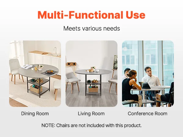 SucceBuy Round Dining Table 47 inch Wood Table for 2-4 Person Modern Circle Dinner Furniture for Home Kitchen Living Room