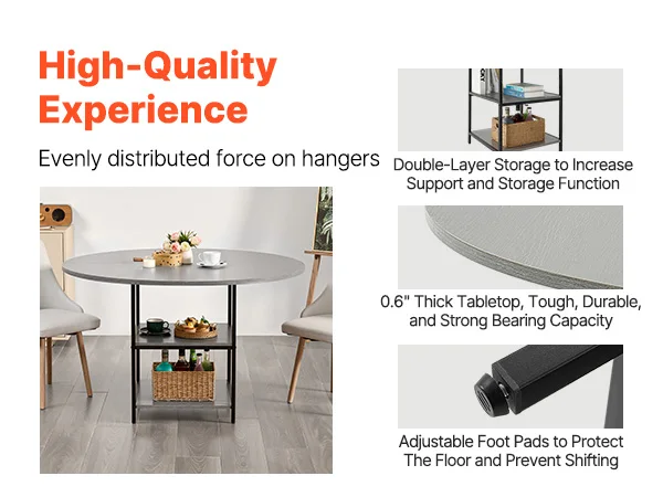 SucceBuy Round Dining Table 47 inch Wood Table for 2-4 Person Modern Circle Dinner Furniture for Home Kitchen Living Room