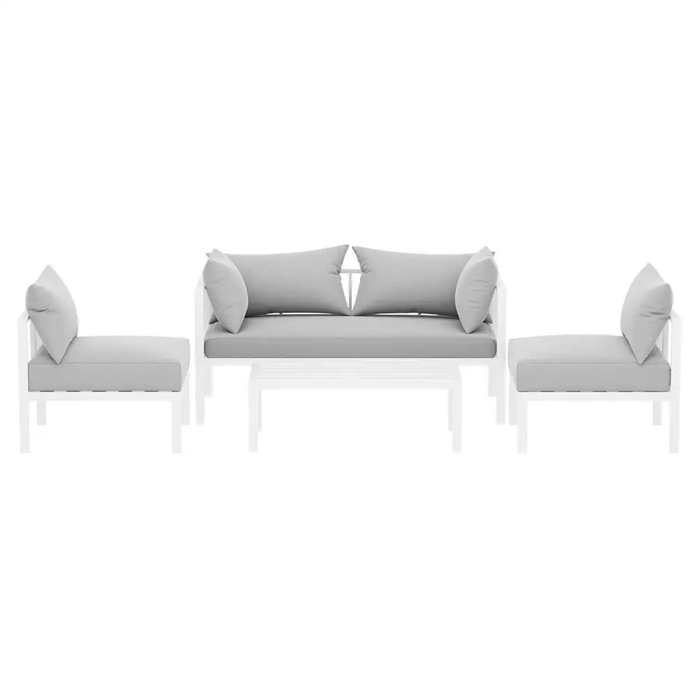 4 Seater Outdoor Sofa Set Aluminium Lounge Furniture Garden Patio Conversation Set with Cushions