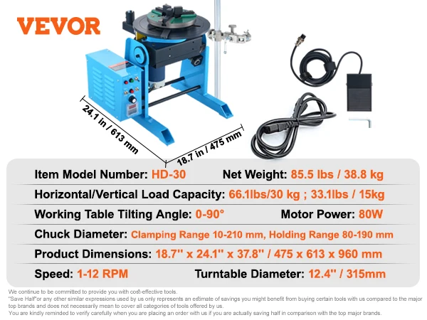 SucceBuy Welding Positioner Rotary Welding Positioning Turntable Table with 3Jaw Lathe Chuck Welding Torch Stand Holder Cutting