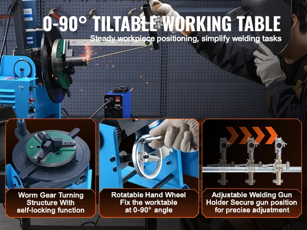 SucceBuy Welding Positioner Rotary Welding Positioning Turntable Table with 3Jaw Lathe Chuck Welding Torch Stand Holder Cutting