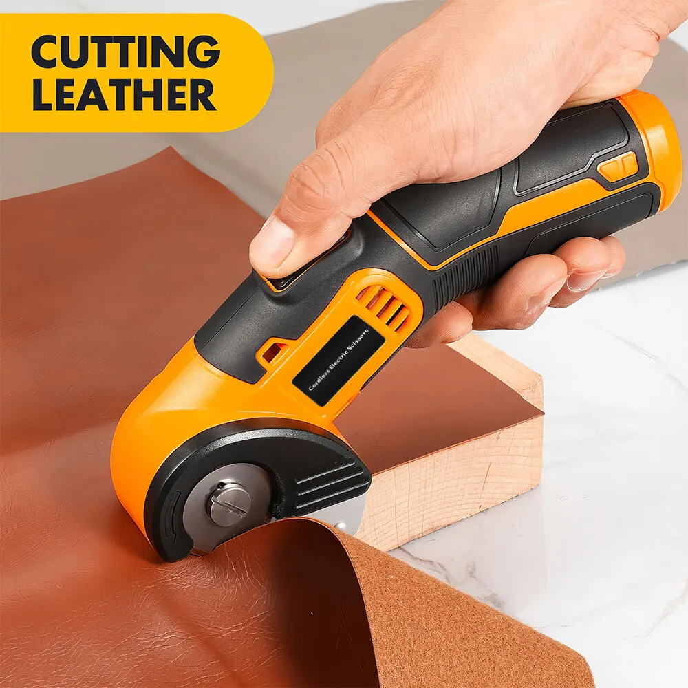 Cordless Electric Scissors Rotary Cutter PVC Leather for Crafts Sewing Cardboard