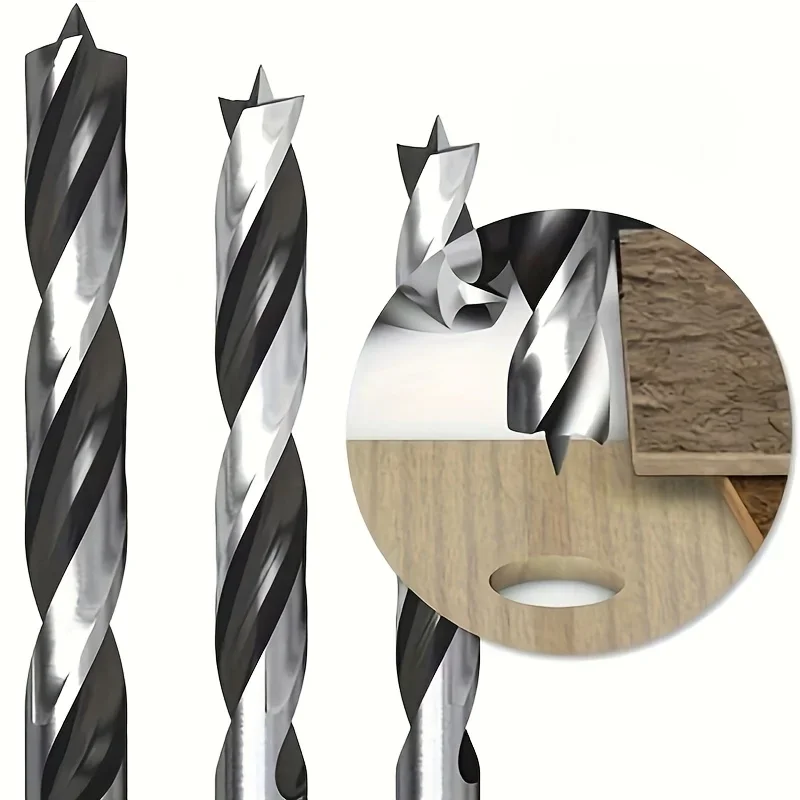 8PCS-3/4/5/6/7/8/9/10mm 1/4Hexagonal Handle Three-Point Positioning Woodworking Drill Bit