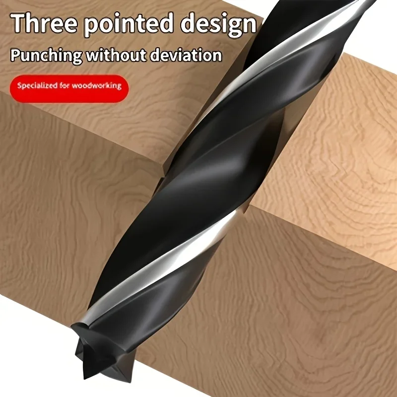 8PCS-3/4/5/6/7/8/9/10mm 1/4Hexagonal Handle Three-Point Positioning Woodworking Drill Bit