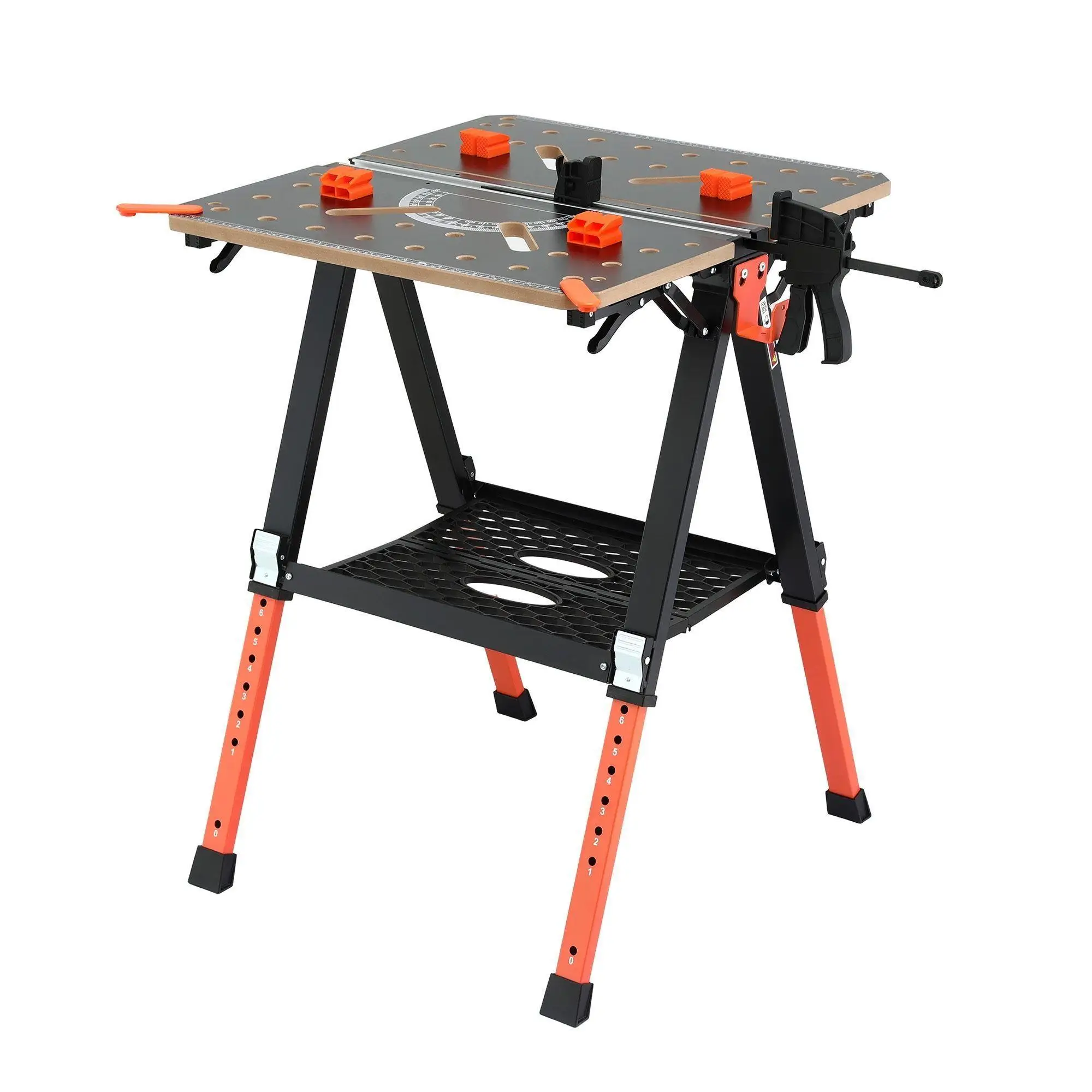 Portable Folding Work Table 454kg Heavy Duty Adjustable Workbench for Garage Workshop Construction Projects