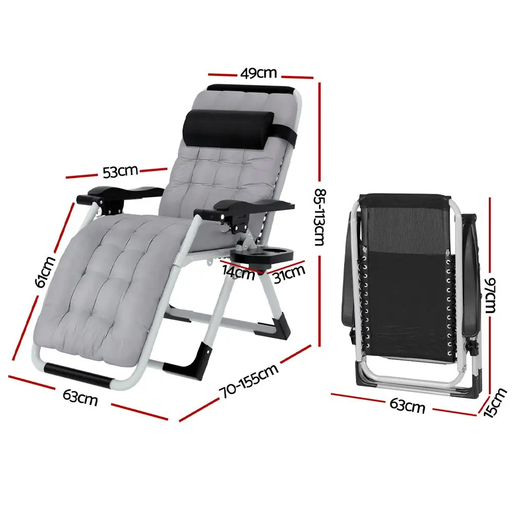 Zero Gravity Folding Lounge Chair for Camping Patio Outdoor Relaxation Sun Lounge Recliner Portable Adjustable Comfort Seat
