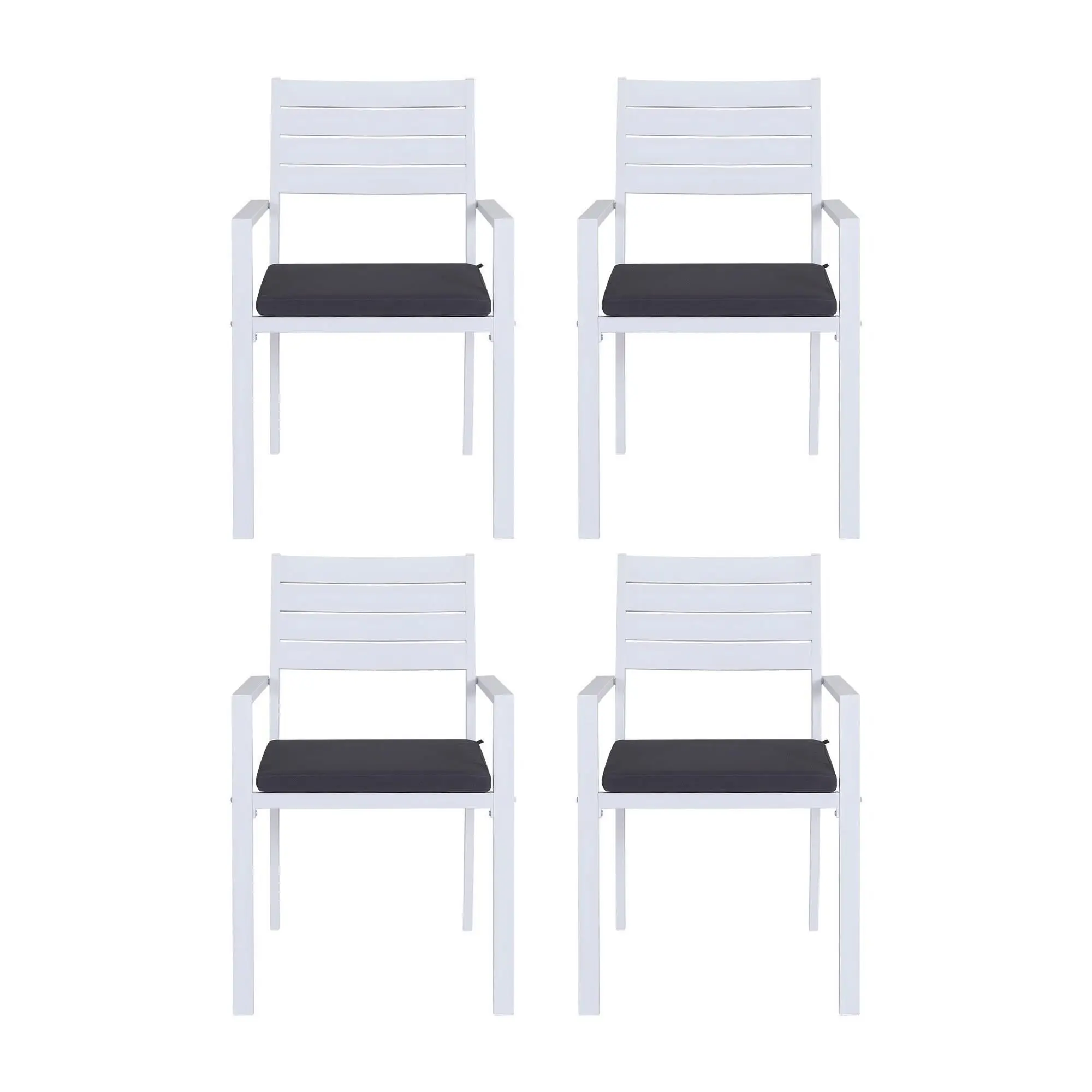 4 Piece Outdoor Dining Chairs Stackable Aluminum Patio Lounge Chairs for Garden Balcony Terrace Furniture