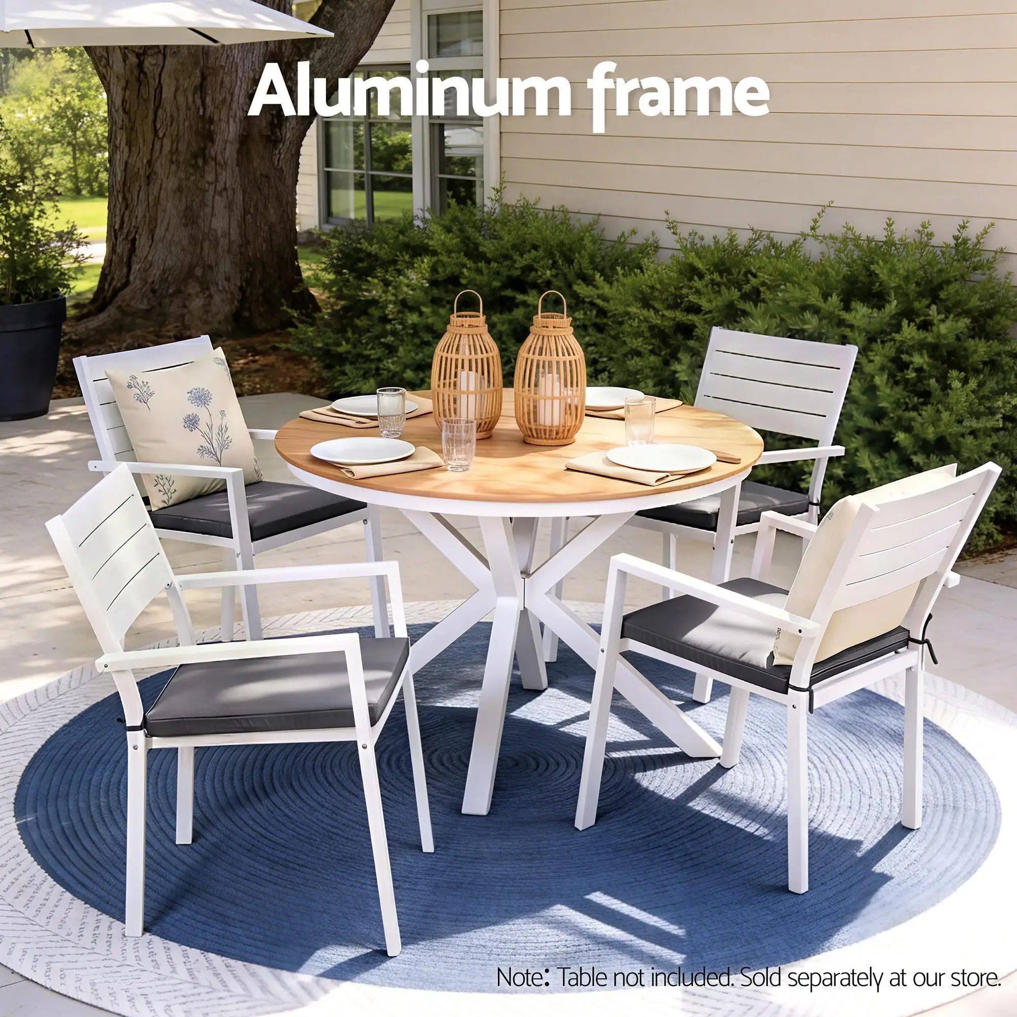 4 Piece Outdoor Dining Chairs Stackable Aluminum Patio Lounge Chairs for Garden Balcony Terrace Furniture