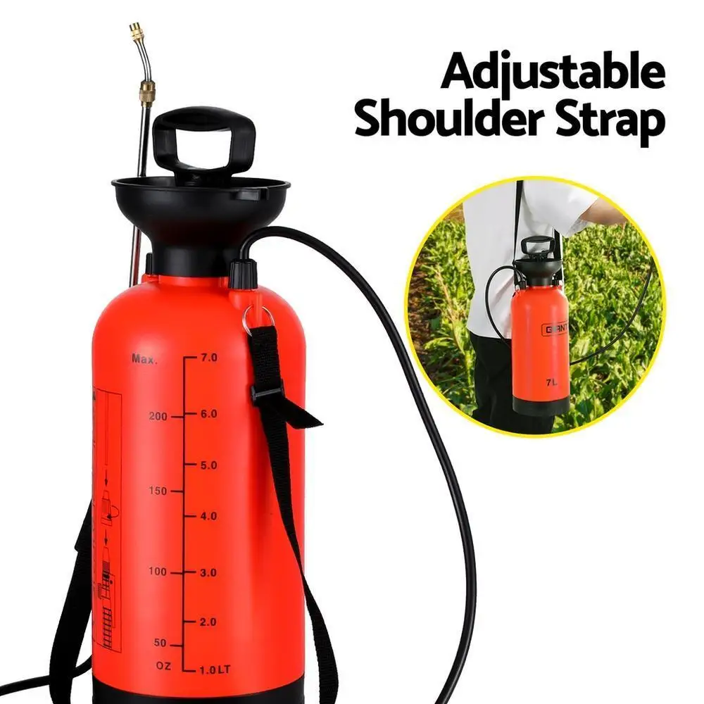 7L Manual Shoulder Garden Sprayer Pressure Weed Spray Bottle Adjustable Nozzle Portable Lawn Plant Watering Tool