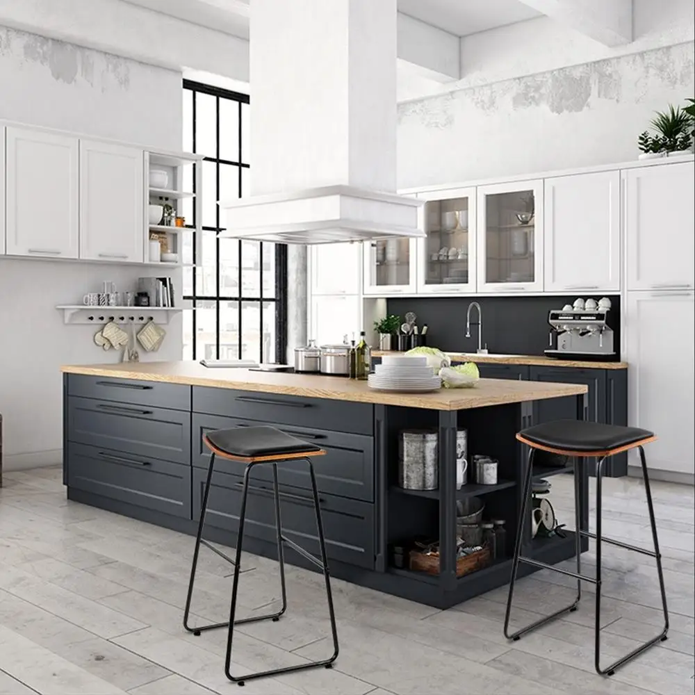 Metal Kitchen Counter Stools Set of 2 Industrial Bar Chairs Adjustable Swivel Home Dining Seating Modern Durable Comfortable