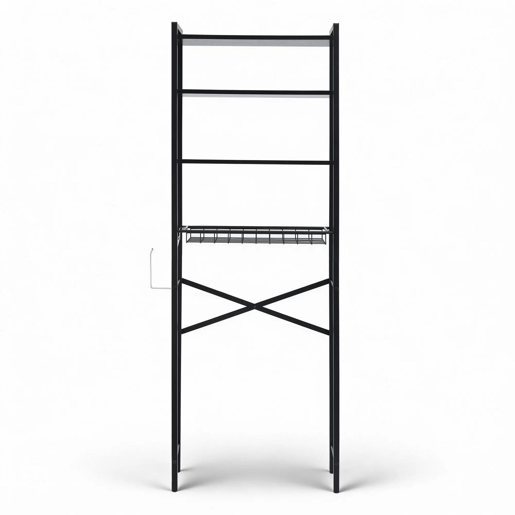 Over Toilet Bathroom Storage Rack 4 Tier Space Saving White Organizer Shelf for Home Bathroom Laundry Room