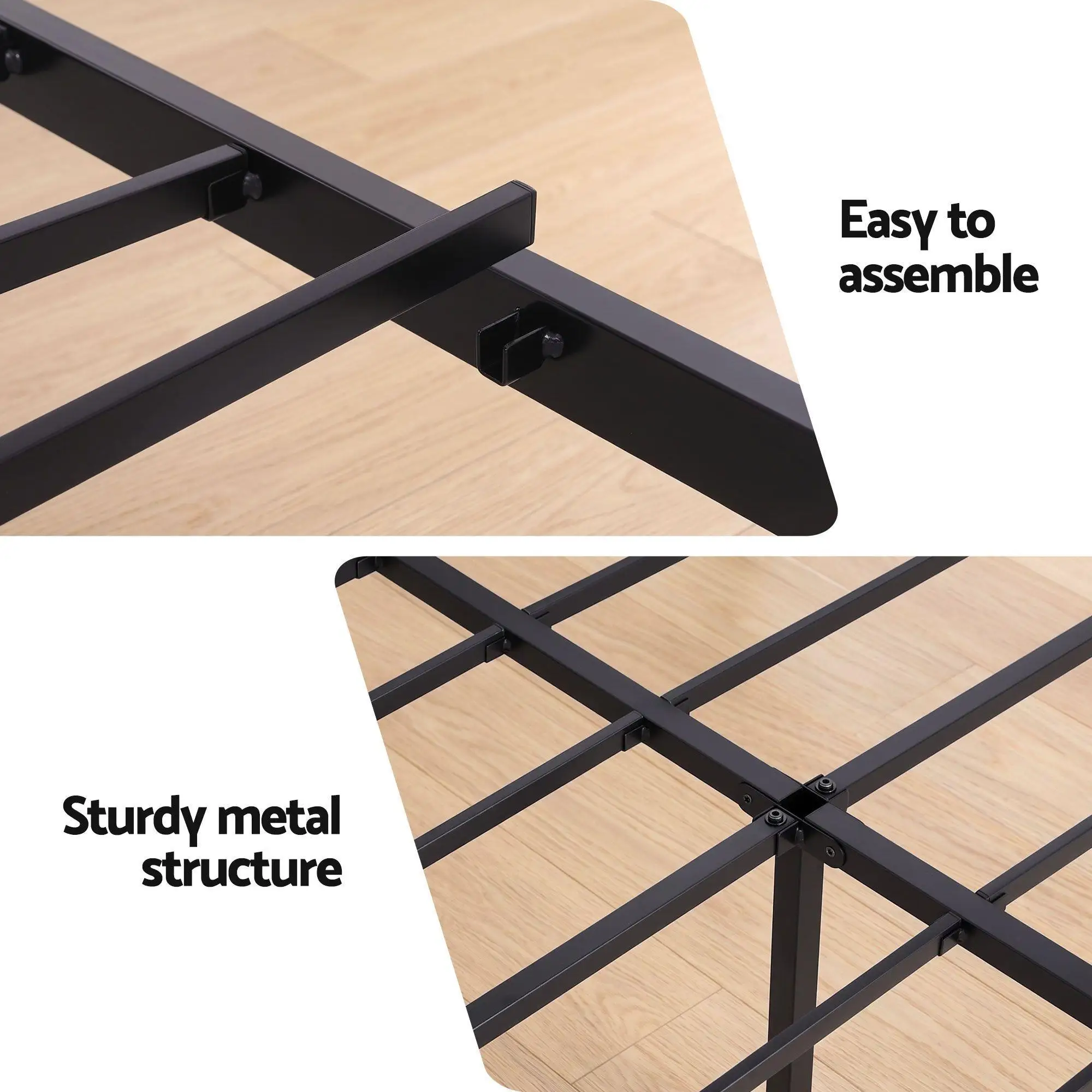 Queen Size Bed Frame with Charging Station Modern Upholstered Platform Bed Frame with Storage Headboard for Bedroom