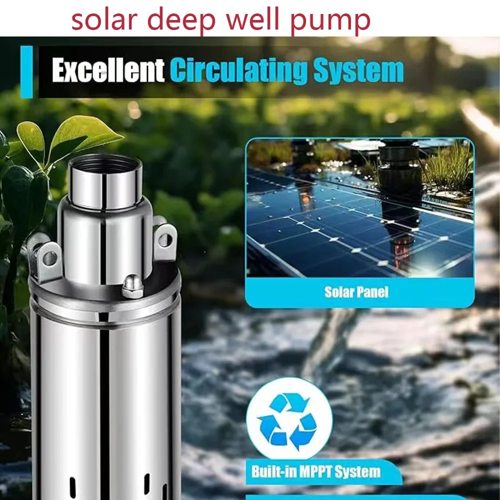 370W 750W 24V 48V 60V 72V DC Brushless Solar Submersible Water Pump with Built-in Controller, Solar Screw Deep Well Pump