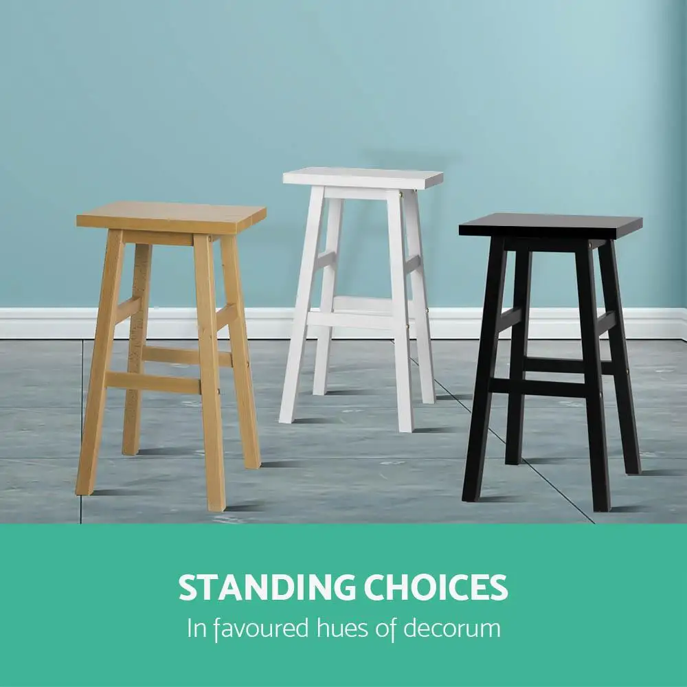 4 Pack Wooden Bar Stools for Kitchen Counter Black High Back Seating Set