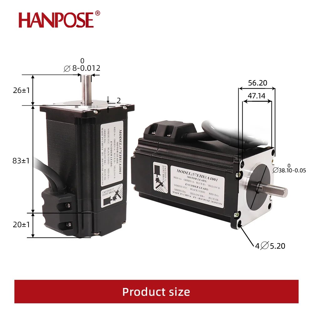 Nema23 57EH83A4001 Hybrid Stepper Motor CL57 Driver Kit 57X83mm Closed Loop 4.0A 2.6N.M 57CME26 Stepper Motor for CNC