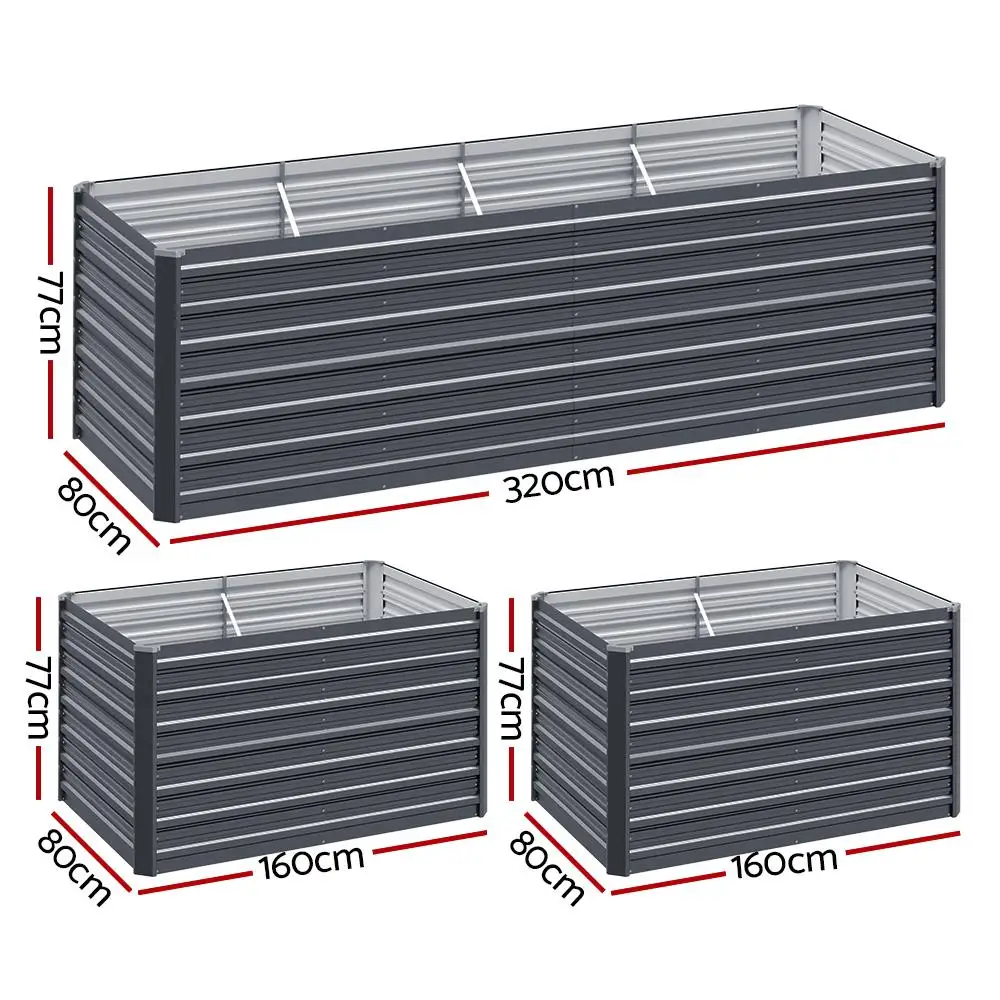 2 in 1 Raised Garden Bed Kit 320cm 160cm Extra Deep Ergonomic Planter Box Galvanised Steel Vegetable Flower Pot for outdoor Garden Includes Gloves and Pegs
