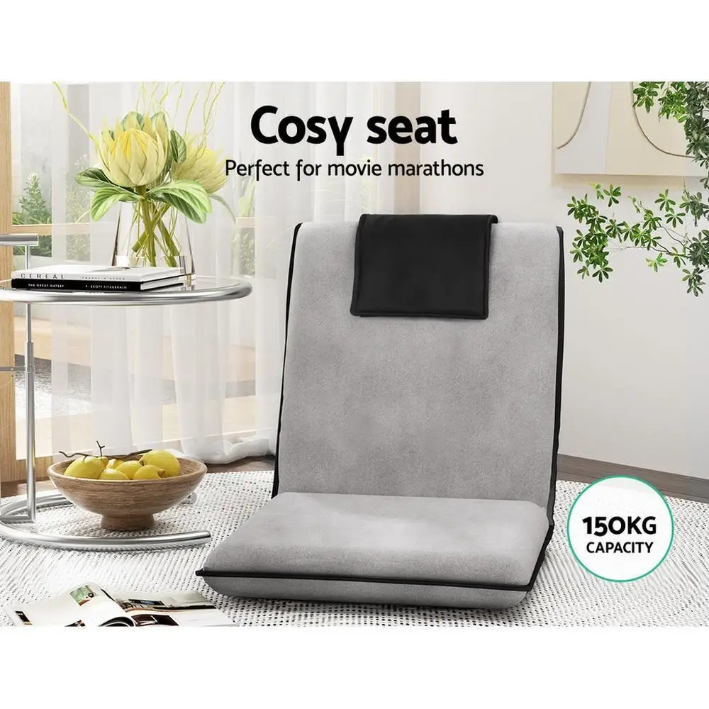 2 Piece Velvet Grey Floor Lounge Sofa Bed Cushion for Living Room Relaxation and Seating