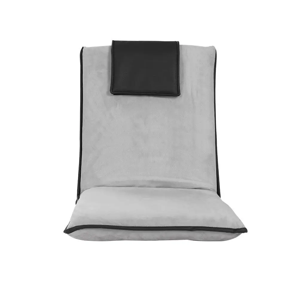 2 Piece Velvet Grey Floor Lounge Sofa Bed Cushion for Living Room Relaxation and Seating