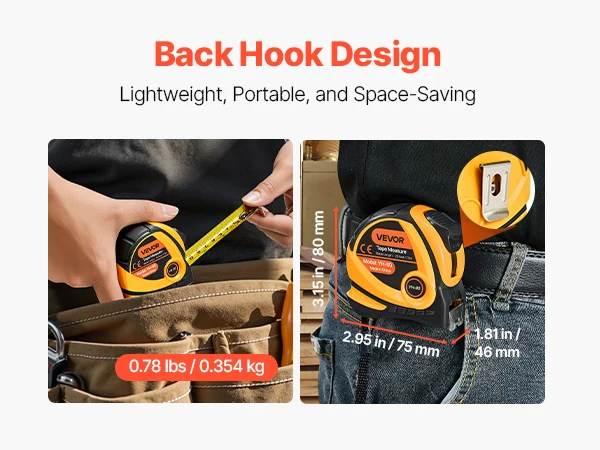 SucceBuy Tape Measure 25 ft Length Measuring Tape with Retractable Imperial and Metric ft/m Dual-Scale & ABS Case for Outdoor