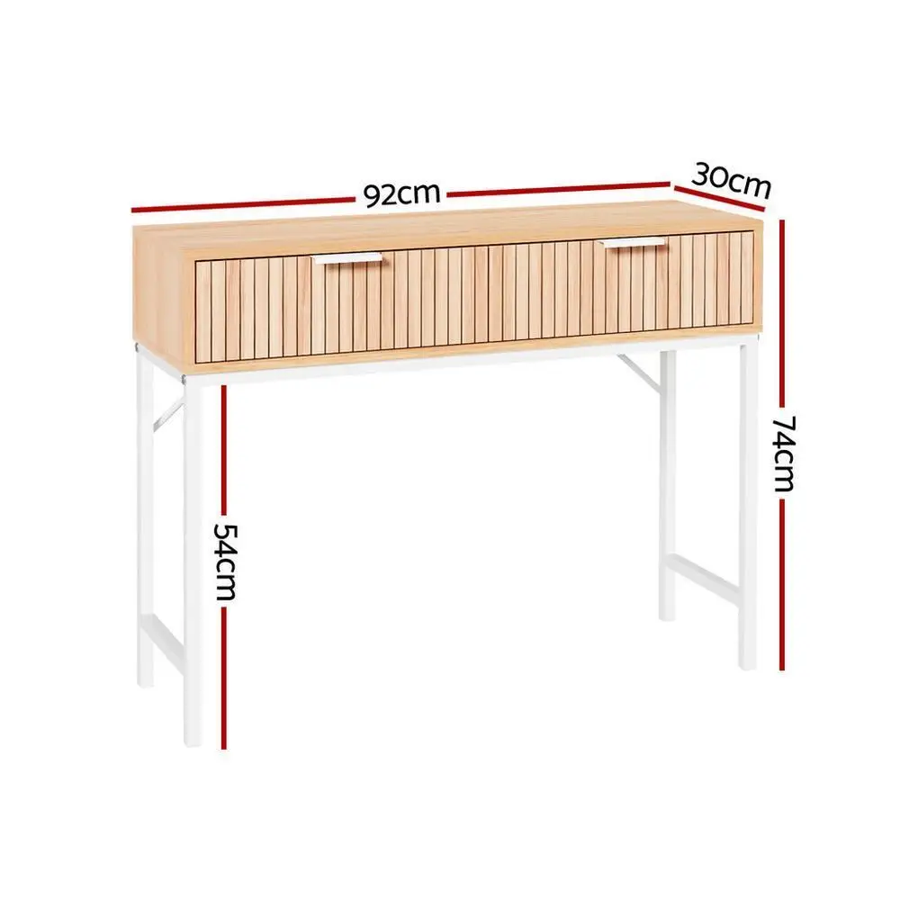 Modern Console Table with 2 Drawers 92CM Narrow Entryway Storage Table for Living Room Hallway Bedroom Furniture