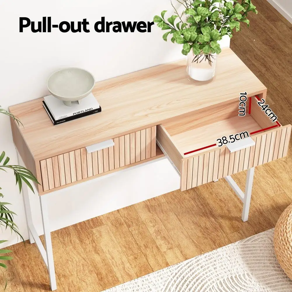 Modern Console Table with 2 Drawers 92CM Narrow Entryway Storage Table for Living Room Hallway Bedroom Furniture