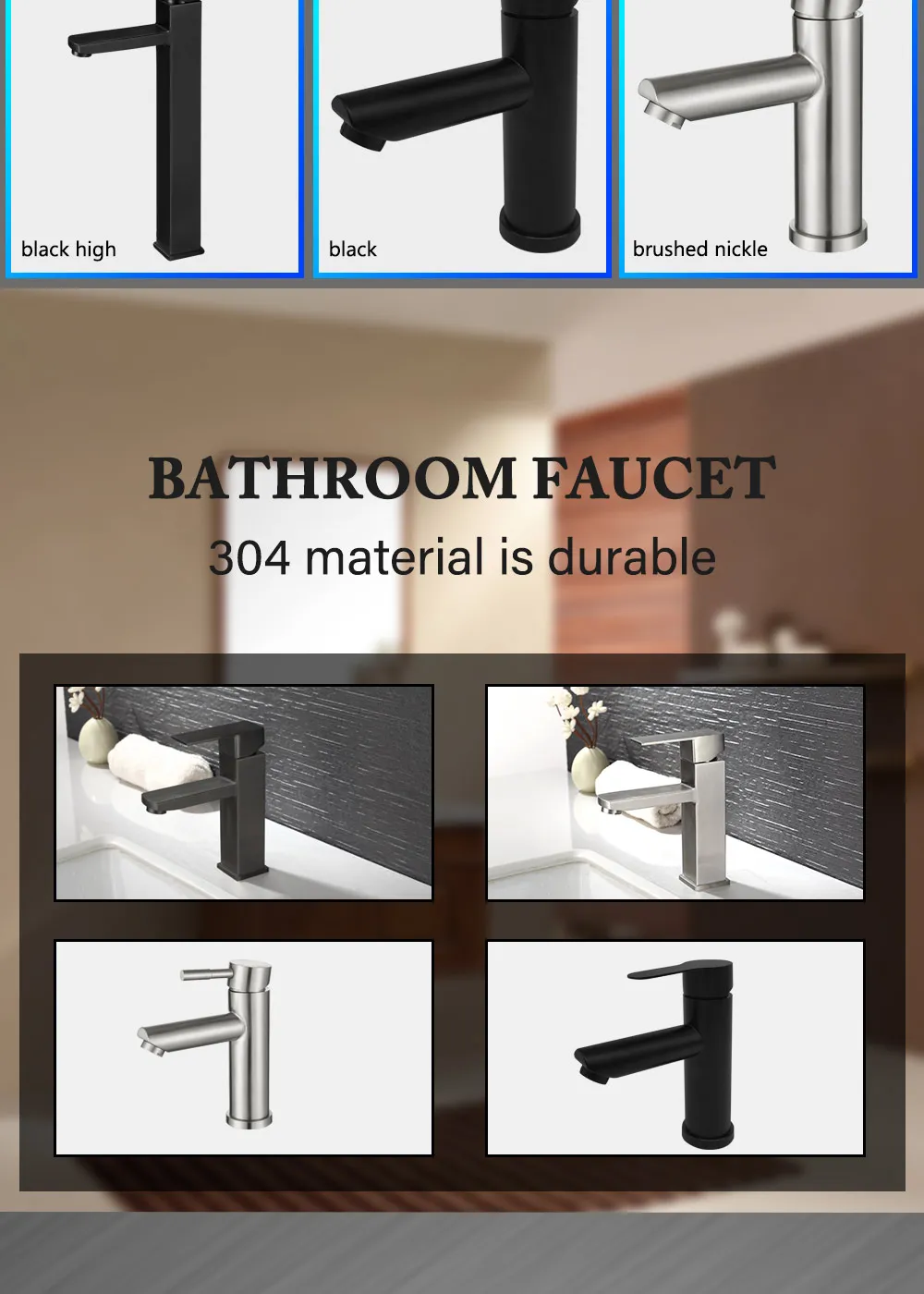Basin Sink Bathroom Faucet Deck Mounted Hot Cold Water Basin Mixer Taps Matte Black Lavatory Sink Tap Crane(hose not include)