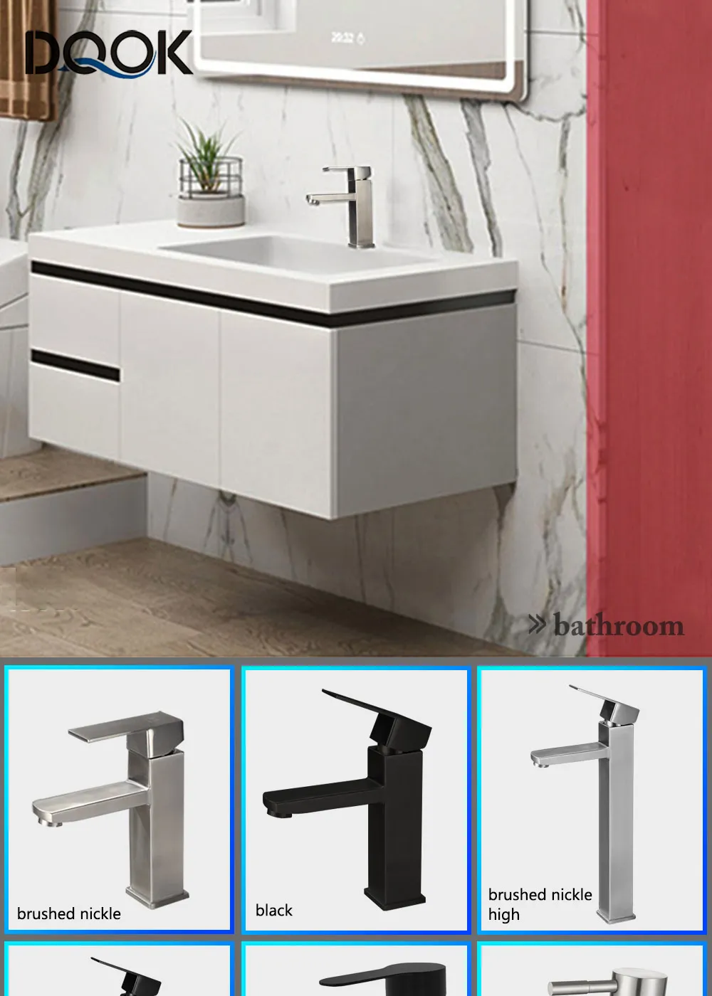 Basin Sink Bathroom Faucet Deck Mounted Hot Cold Water Basin Mixer Taps Matte Black Lavatory Sink Tap Crane(hose not include)