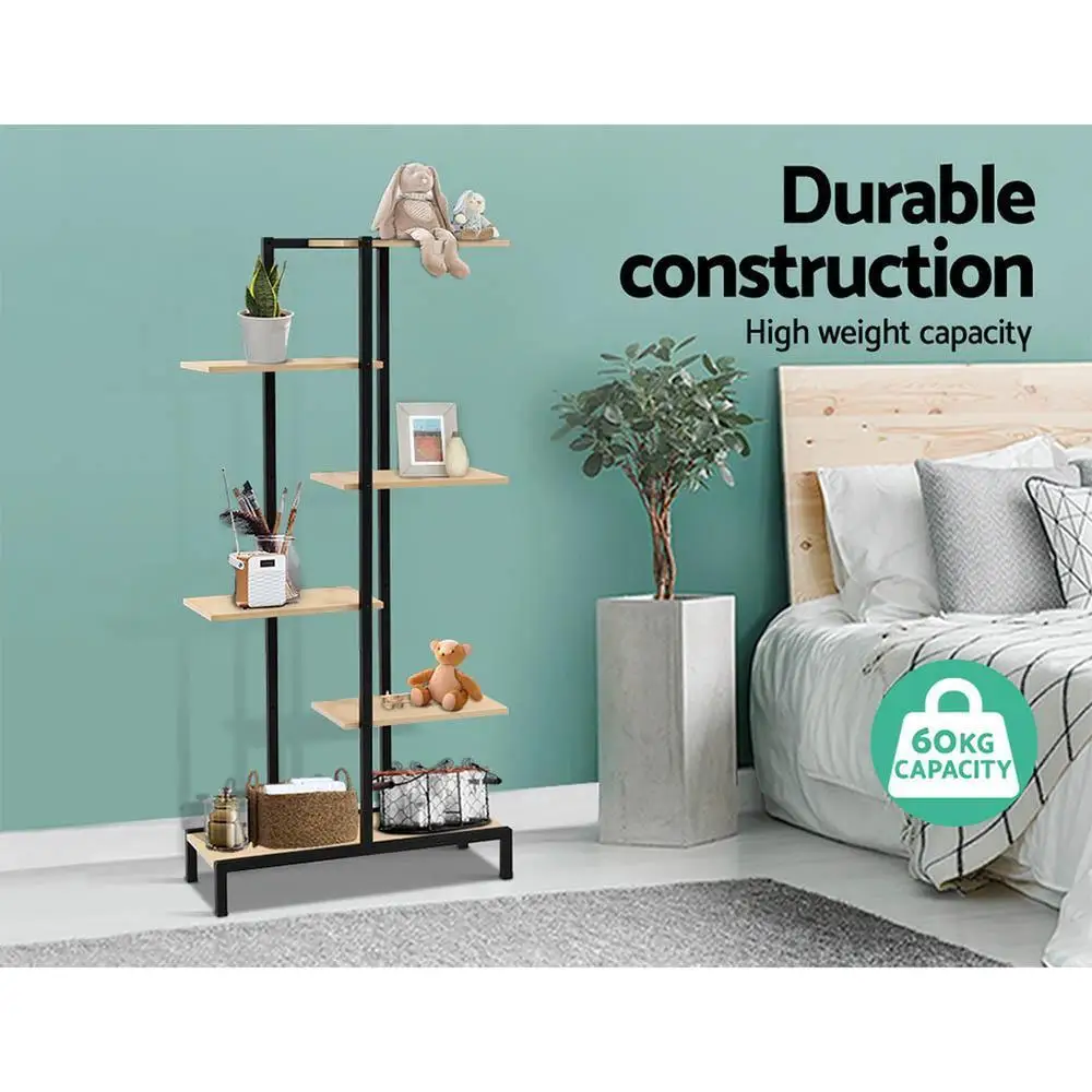 6 Tier Metal Zigzag Plant Stand Flower Pot Shelf Indoor Outdoor Corner Display Rack Space Saving Multi Level Garden Organizer