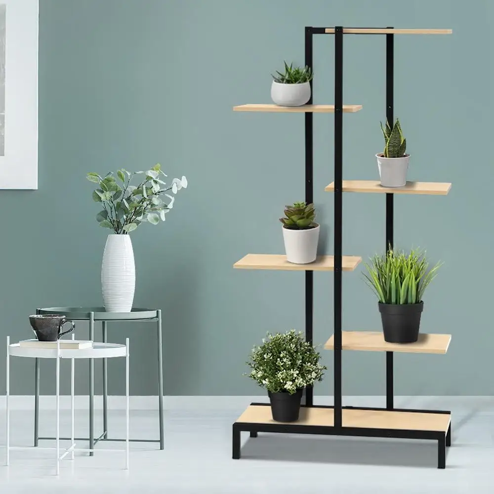 6 Tier Metal Zigzag Plant Stand Flower Pot Shelf Indoor Outdoor Corner Display Rack Space Saving Multi Level Garden Organizer