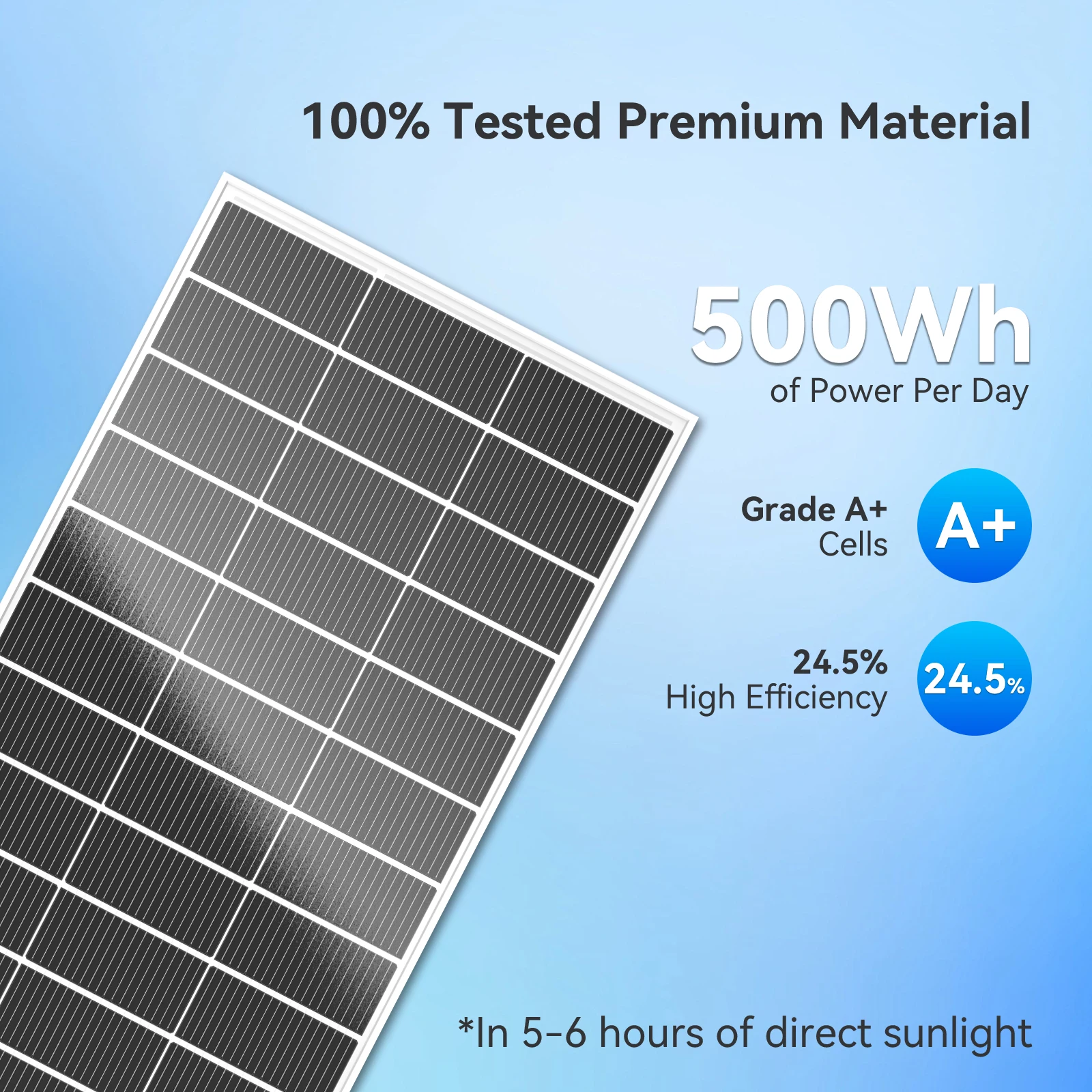 RVPOZWER 500W N-Type Monocrystalline Rigid Solar Panel White Frame High Conversion Efficiency Waterproof Solar Module for Home RV Farm Camping Off-Grid Power System Trailer Boat