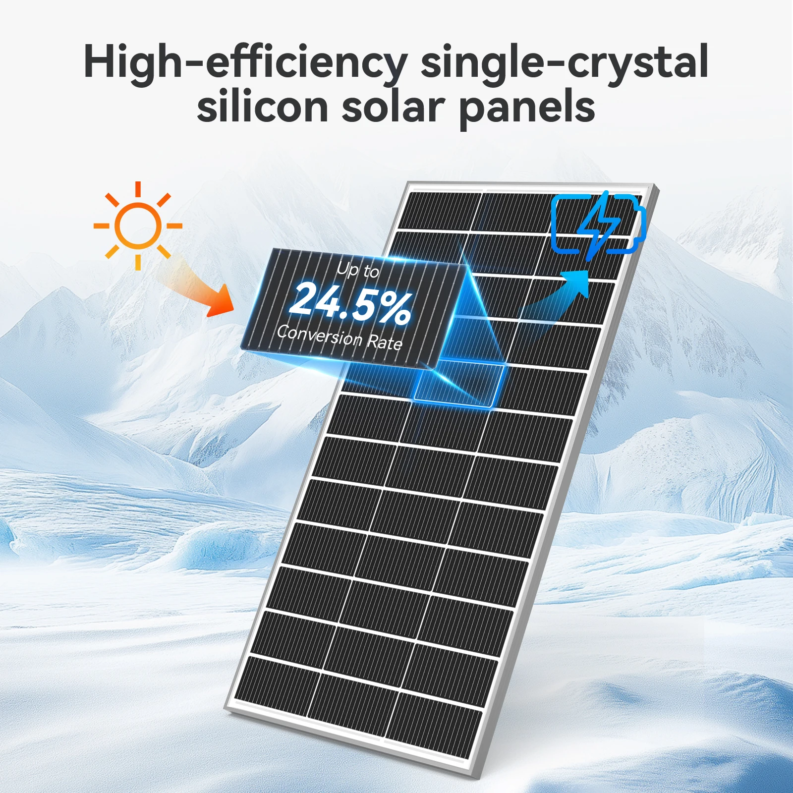 RVPOZWER 500W N-Type Monocrystalline Rigid Solar Panel White Frame High Conversion Efficiency Waterproof Solar Module for Home RV Farm Camping Off-Grid Power System Trailer Boat