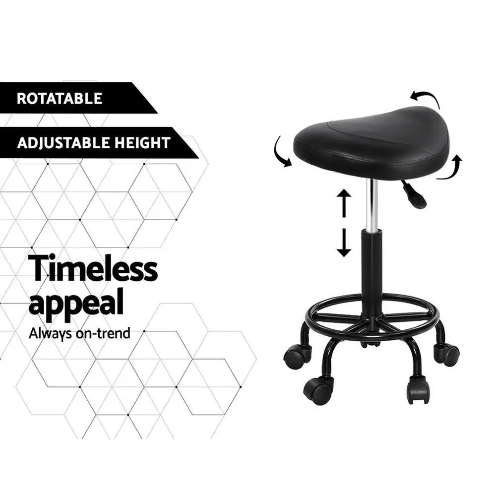 2x Adjustable Salon Stool Saddle Swivel Chair Rolling Hydraulic Height Stool for Spa Barber Tattoo Massage Beauty Shop