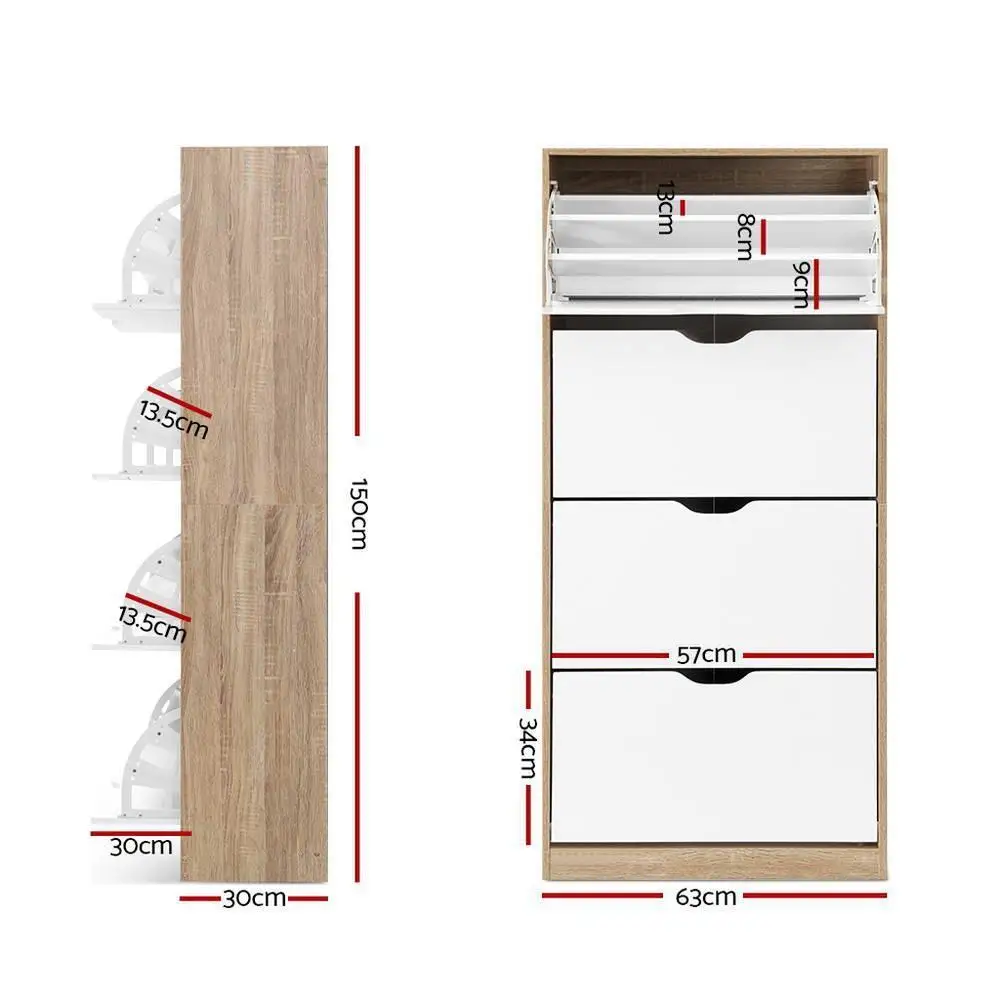 Shoe Storage Cabinet 60 Pairs 4 Tier Shoe Organizer Entryway Furniture White stand
