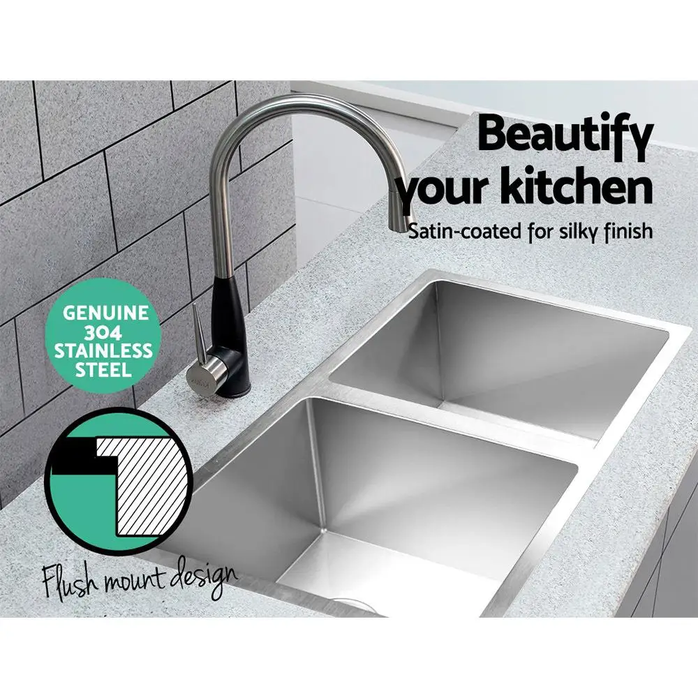 Kitchen Sink 77x45cm Stainless Steel Double Bowl Silver Basin for Home Use