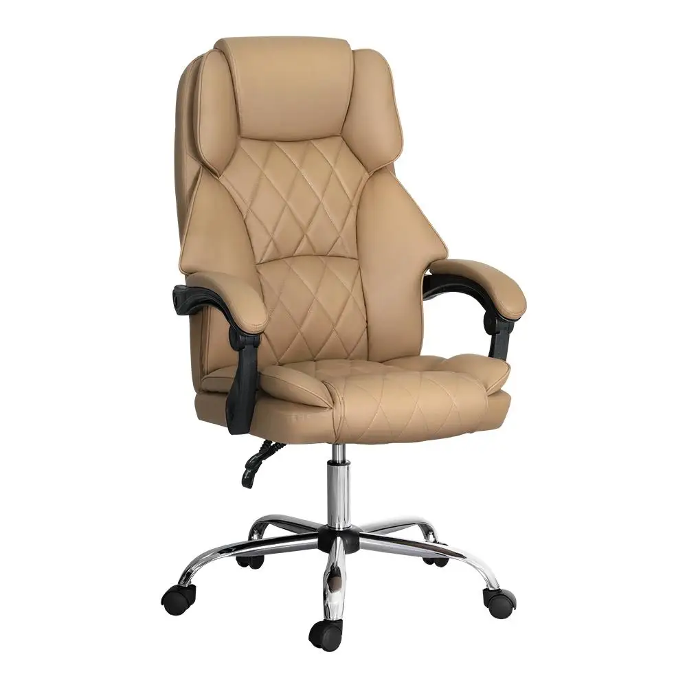 Executive Office Chair Leather Recliner Ergonomic High Back Adjustable Swivel Lumbar Support Plush Padded Espresso Brown