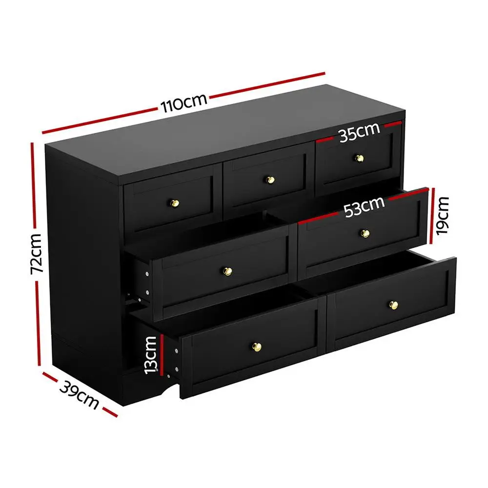 7 Drawer Dresser Storage Cabinet Bedroom Living Room Clothes Organizer Black